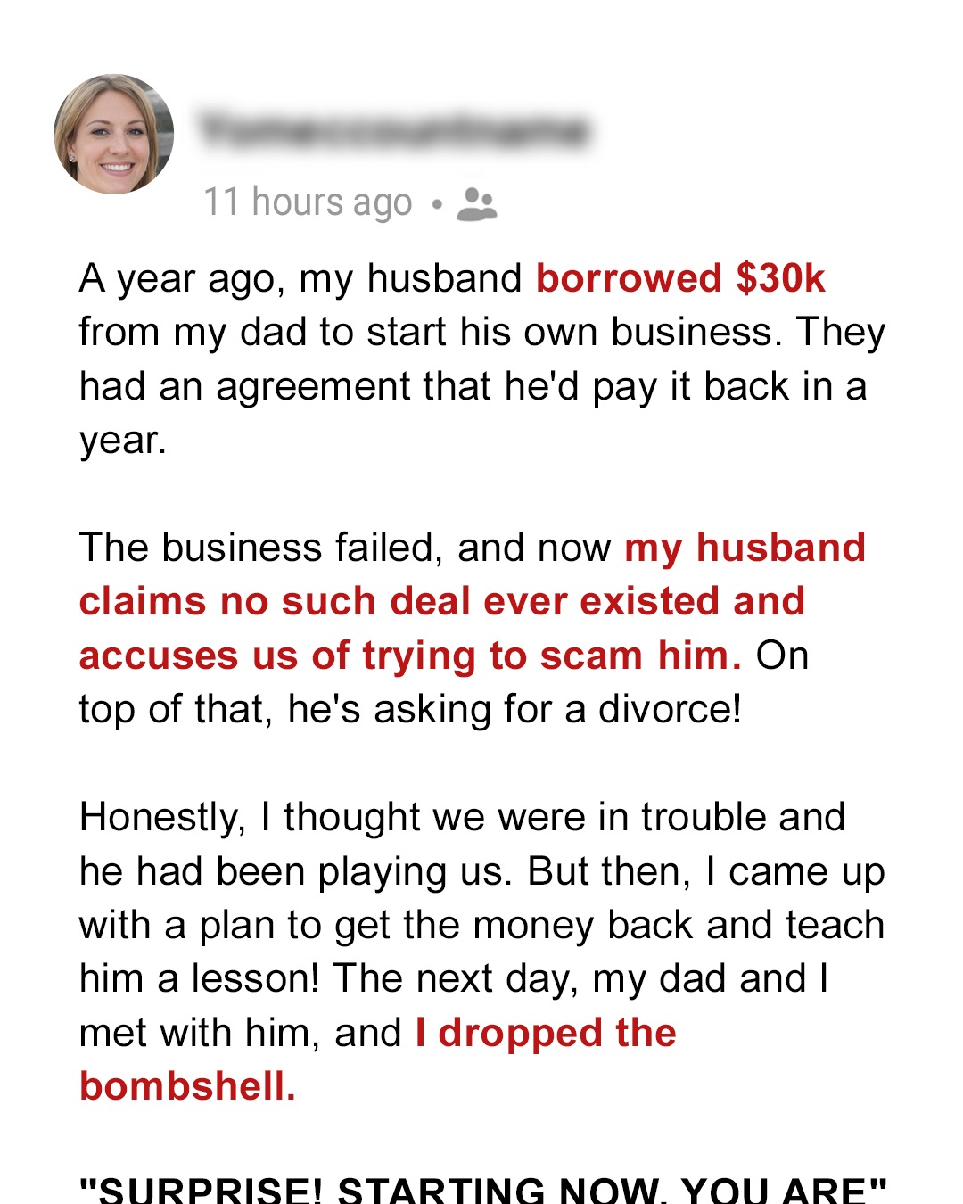 My Husband Borrowed $30K from My Father for His Business – Now He Claims the Deal Never Happened