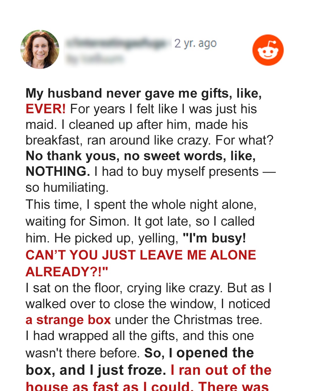 Woman Had Not Received a Gift from Her Husband for Years, but This Christmas a Strange Box Appeared under the Tree